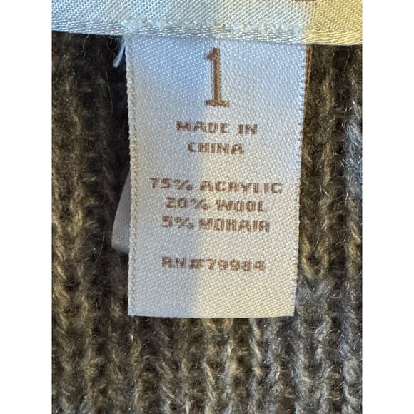 Chico's Sweater Women Medium Gray Wool Blend Cable Knit Open Bolero Cardigan - Picture 9 of 10